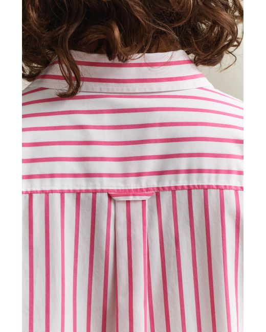 Gant Pink Relaxed Fit Striped Classic Poplin Shirt