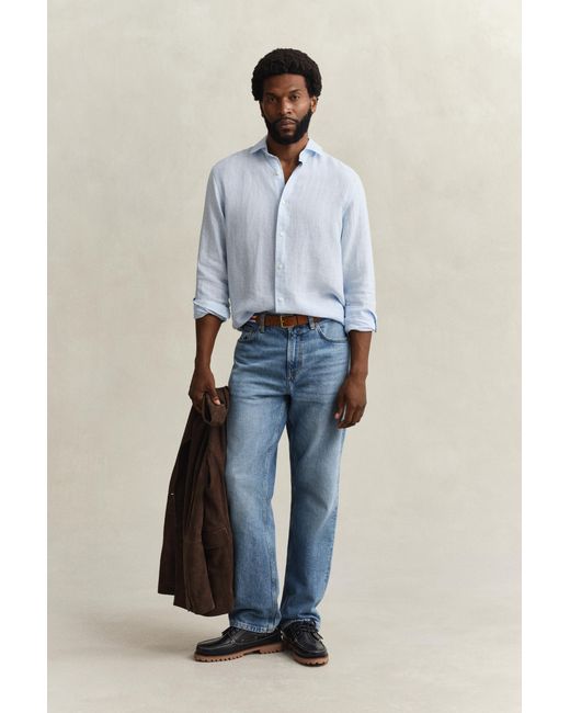 Gant Blue Striped Linen Shirt for men