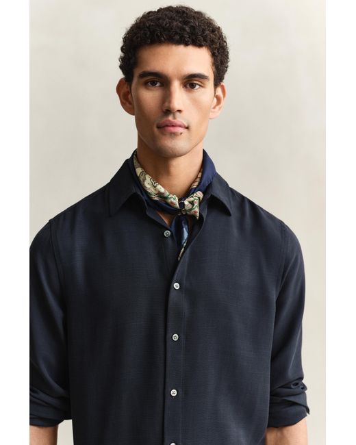 Gant Blue Lyocell Shirt Evening for men