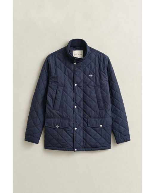 Gant Blue Quilted Windcheater Mid-Length Jacket for men