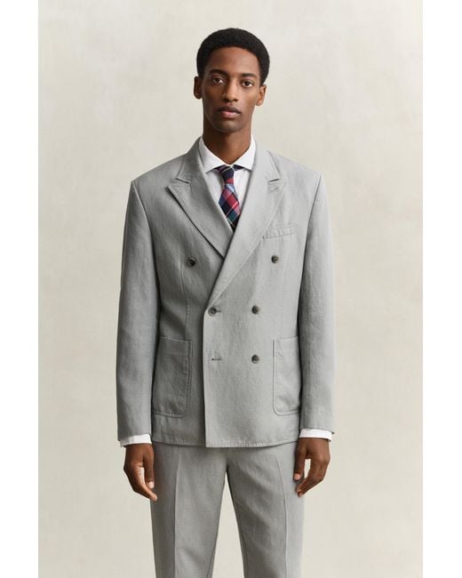 Gant Gray Lyocell Linen Suit Jacket for men