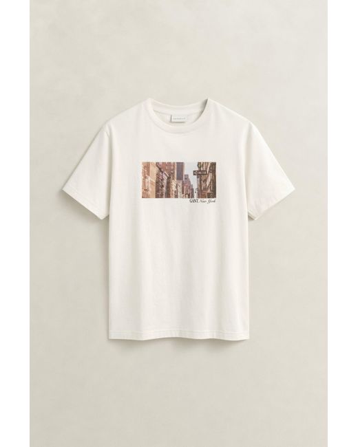 Gant Blue Seasonal Graphic T-Shirt Cream for men