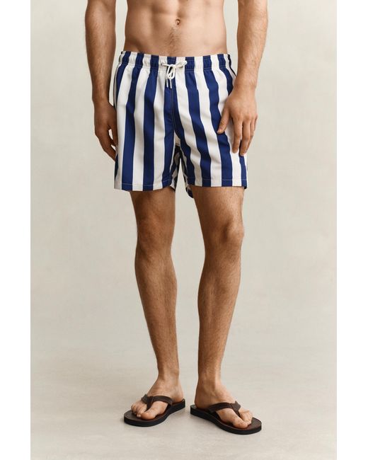 Gant Blue Block Striped Swim Shorts Rich for men