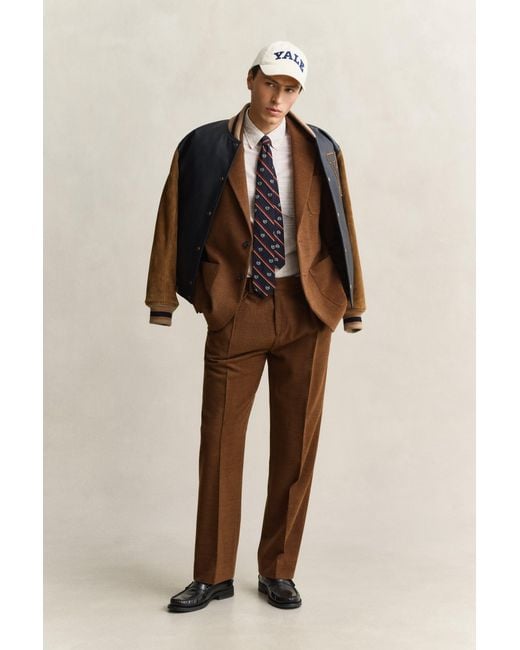 Gant Brown X Yale Wool Corduroy Suit Pants Mahogany for men