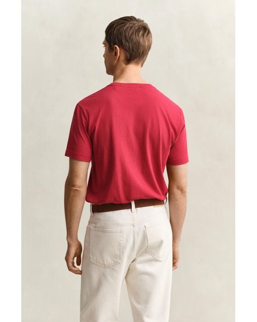 Gant Red Regular Fit Shield T-Shirt for men