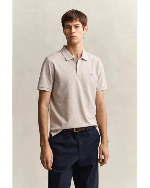 Gant Natural Regular Fit Polo Shirt Oat Melange for men