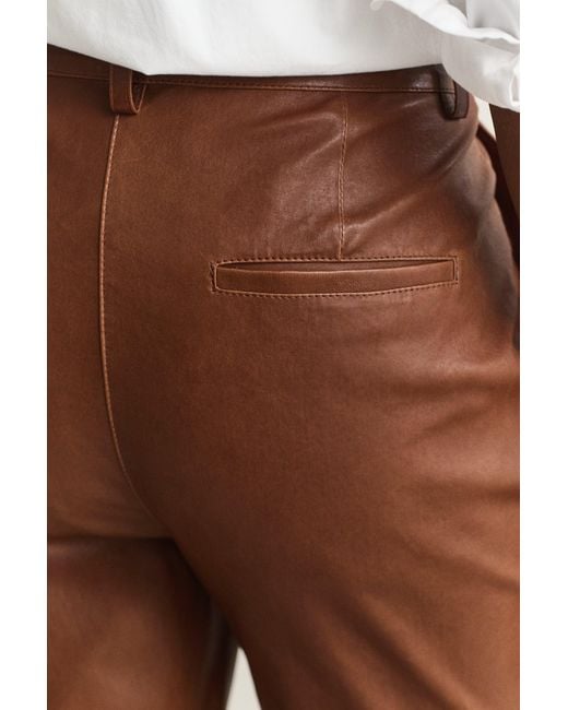 Gant Natural Flared Leather Pants Mahogany