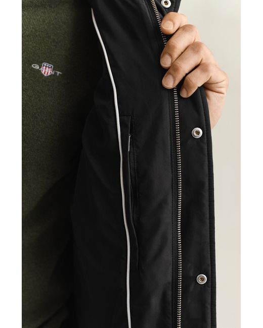 Gant Black Quilted Windcheater Mid-Length Jacket for men