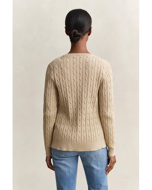 Gant Blue Stretch Cotton Cable Knit Cardigan