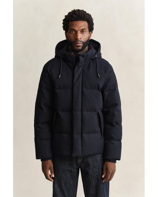 Gant Blue Flannel Down Jacket Evening for men