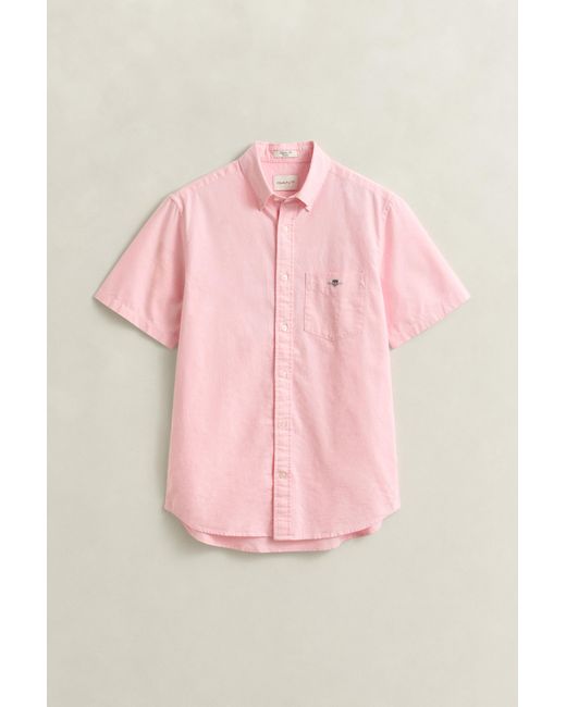Gant Pink Classic Oxford Short Sleeve Shirt for men