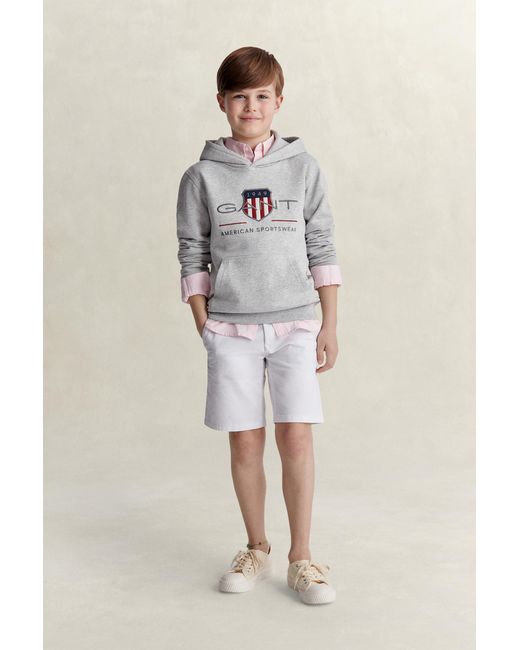 Gant Gray Teens Archive Shield Hoodie Melange