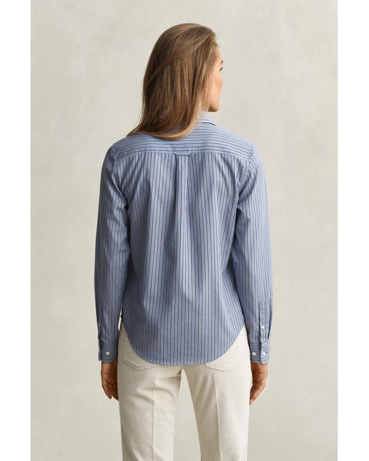 Gant Blue Regular Fit Striped Poplin Shirt
