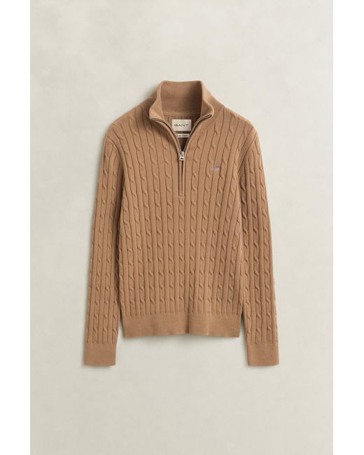 Gant Blue Stretch Cable Knit Half-Zip Sweater Warm