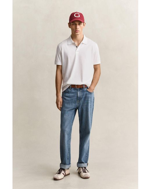 Gant White Pima Cotton Polo Shirt Eggshell for men