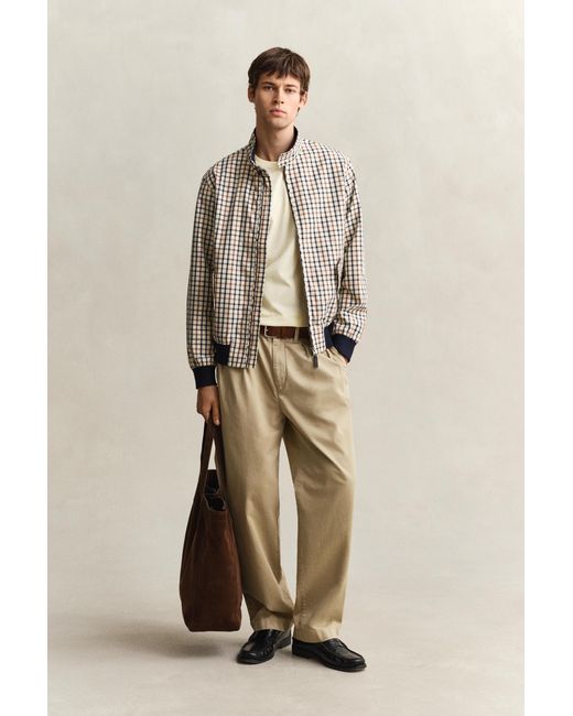 Gant Natural Cotton Blend Harrington Jacket Mahogany for men