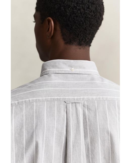 Gant White Striped Mélange Poplin Shirt Melange for men