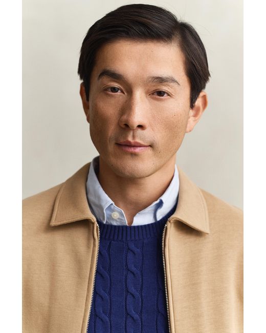 Gant Blue Ponte Di Roma Zip Sweatshirt Warm for men