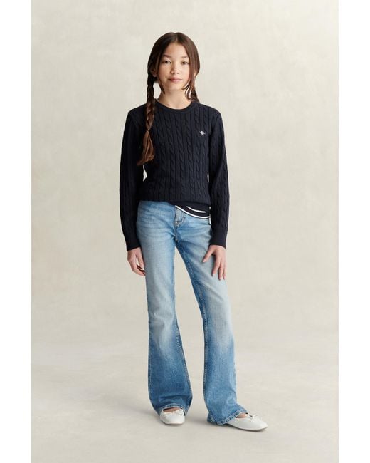 Gant Blue Teens Teen Girls Cable Knit Sweater Evening