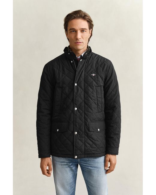 Gant Black Quilted Windcheater Mid-Length Jacket for men