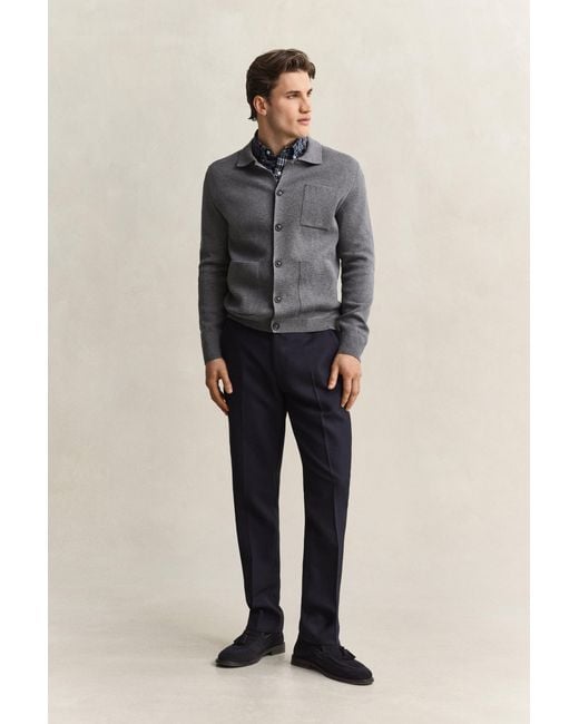 Gant Gray Milano Knit Cardigan Charcoal Melange for men