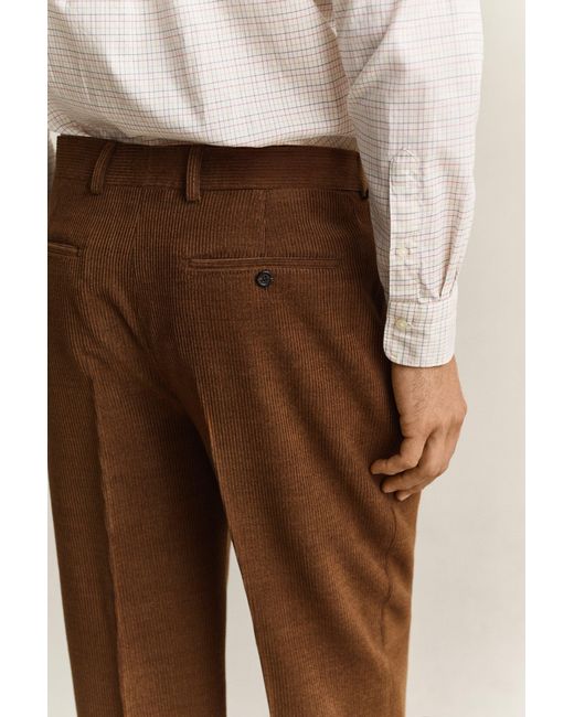 Gant Brown X Yale Wool Corduroy Suit Pants Mahogany for men