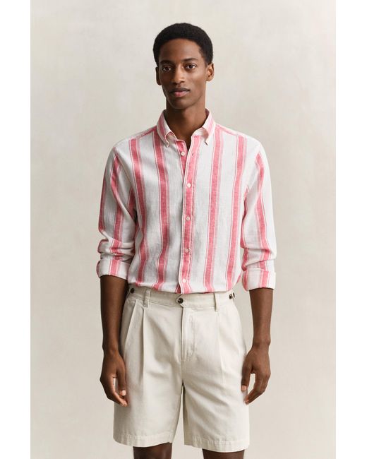 Gant Pink Striped Linen Blend Shirt for men