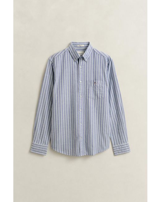 Gant Blue Striped Classic Oxford Shirt College for men