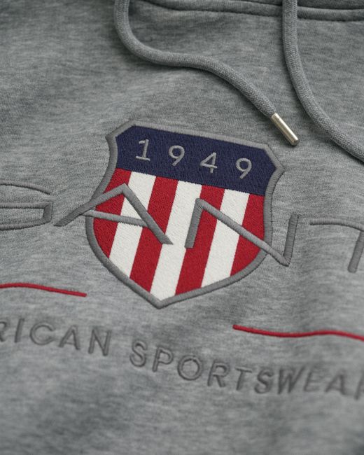Gant Gray Archive Shield Hoodie Melange for men
