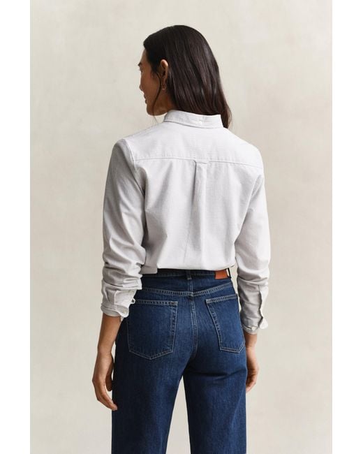 Gant Blue Striped Classic Oxford Shirt Deep
