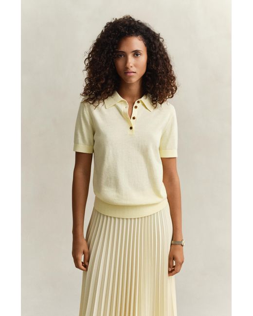 Gant Natural Knitted Short Sleeve Rugger