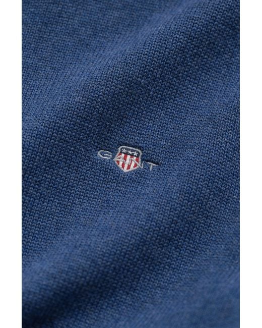 Gant Blue Casual Cotton Half-Zip Sweater for men