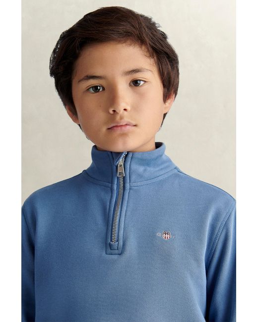 Gant Blue Teens Teen Boys Shield Half-Zip Sweatshirt Salty Sea for men