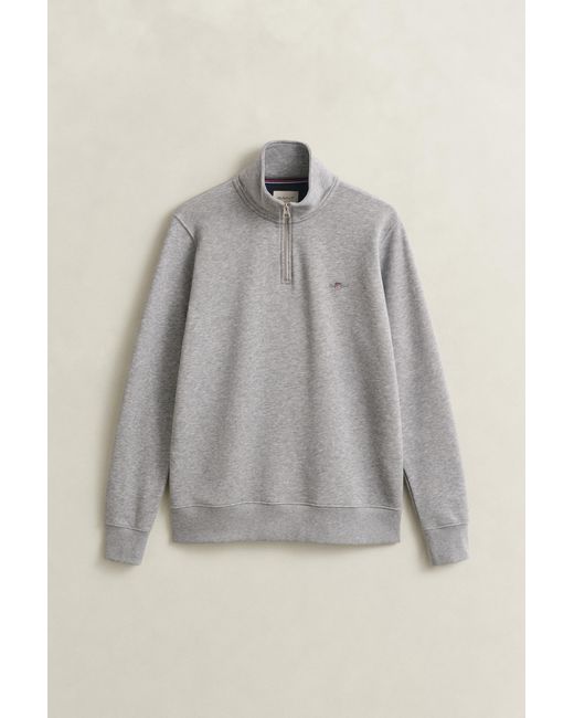 Gant Gray Shield Half-Zip Sweatshirt Melange for men