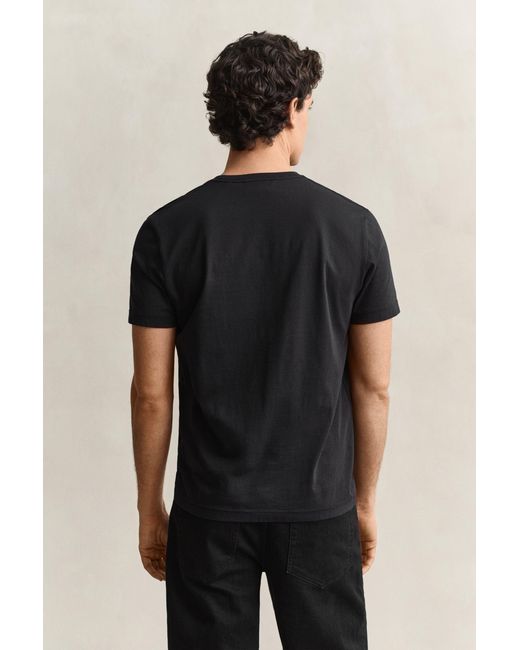 Gant Black Regular Fit Shield T-Shirt for men