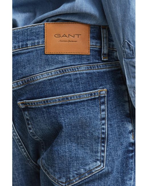 Gant Blue Regular Fit Jeans Mid Broken In for men