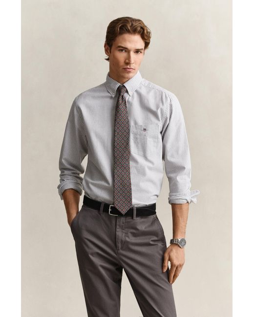 Gant Gray Banker Stripe Classic Oxford Shirt for men