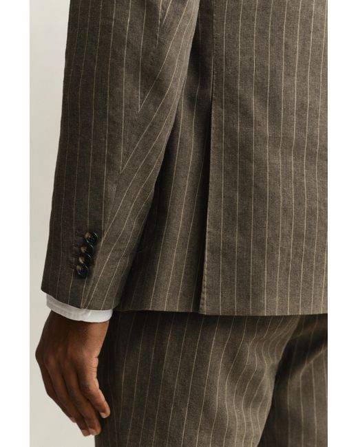 Gant Brown Pinstriped Suit Jacket Rich for men