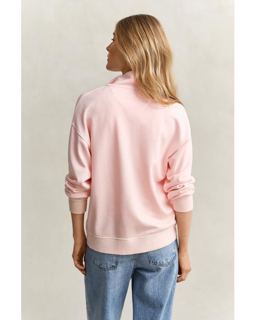 Gant Red Washed Shield Half-Zip Sweatshirt