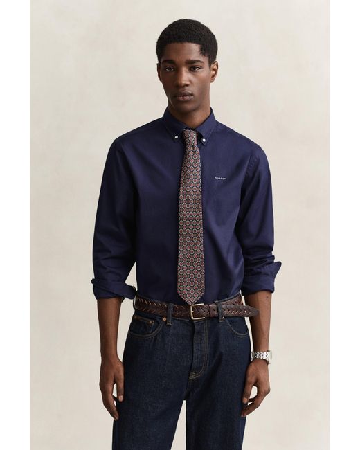 Gant Blue Oxford Reguar Fit Ong Eeve Hirt Bue An for men