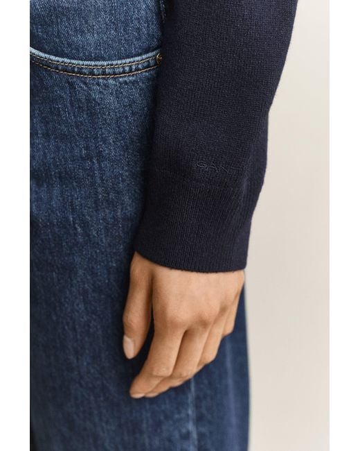 Gant Blue Lambswool Rugger Sweater Evening