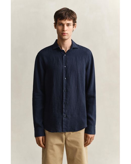 Gant Blue Linen Shirt Evening for men