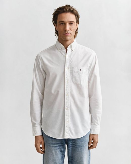 Gant White Regular Fit Classic Oxford Shirt for men