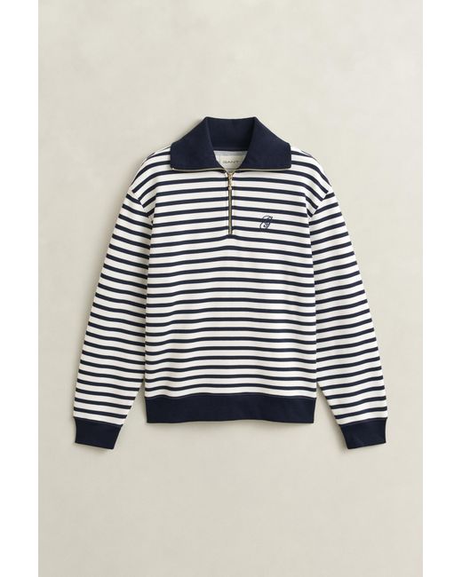 Gant Blue Striped Half-Zip Sweatshirt Evening