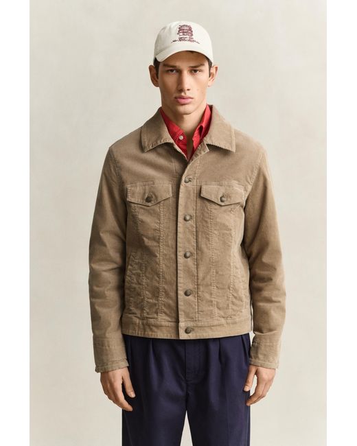 Gant Natural Corduroy Trucker Jacket Light Taupe for men