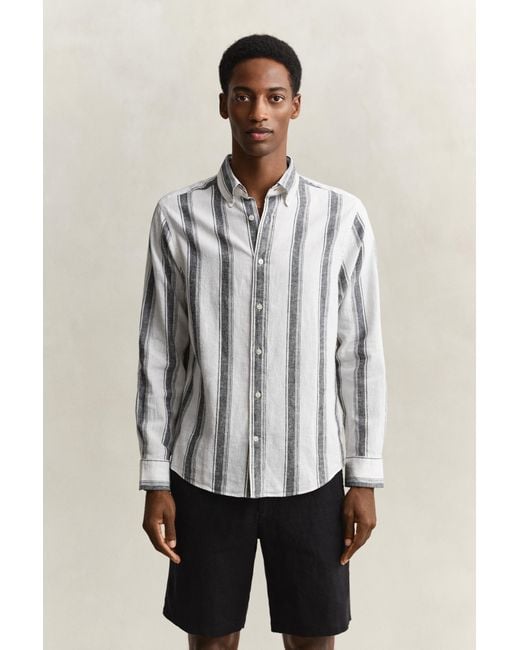 Gant Gray Striped Linen Blend Shirt for men