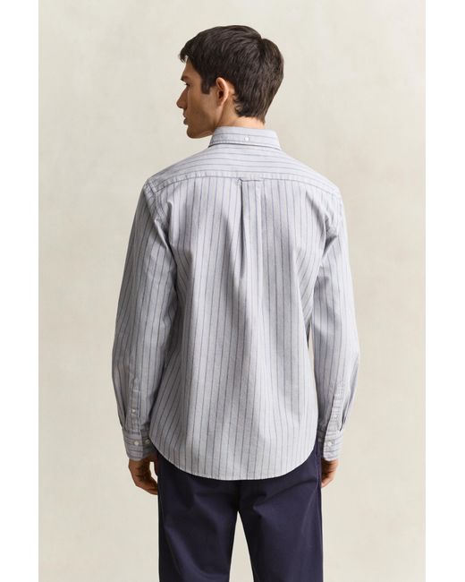 Gant Gray Striped Classic Oxford Shirt Concrete for men