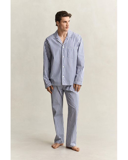 Gant Blue Poplin Pajama Set College for men