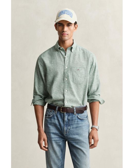 Gant Green Linen Blend Shirt Woody for men