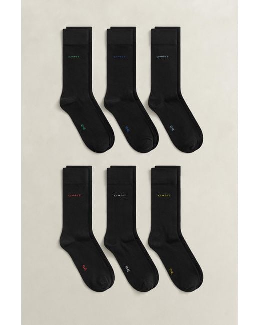 Gant Black Soft Cotton Socks 6-Pack for men